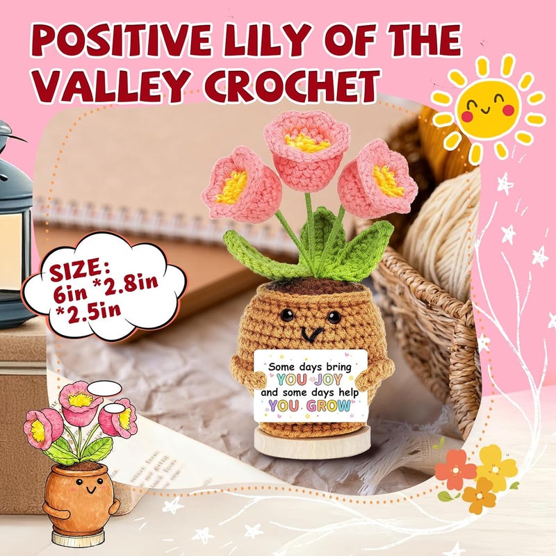 Hoedia Handmade Positive Flower Crochet - Inspirational Gift for Women Coworkers Teens Friend Sister - Cute Cheer Up Valentine's Day,Birthday,Retirement,Goodbye Gifts - Image 2